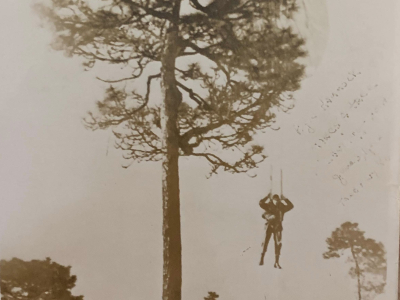 PVT William Shelton in a tree - 674th GFAB